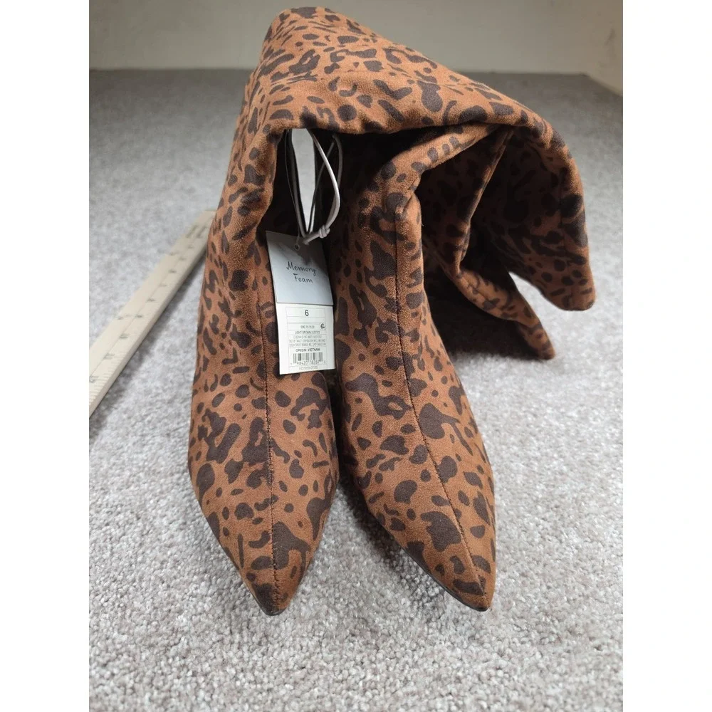 A New Day Womens Size 6 Leopard Print Knee High Boots Pointed Toe Heels NWT - Picture 6 of 7